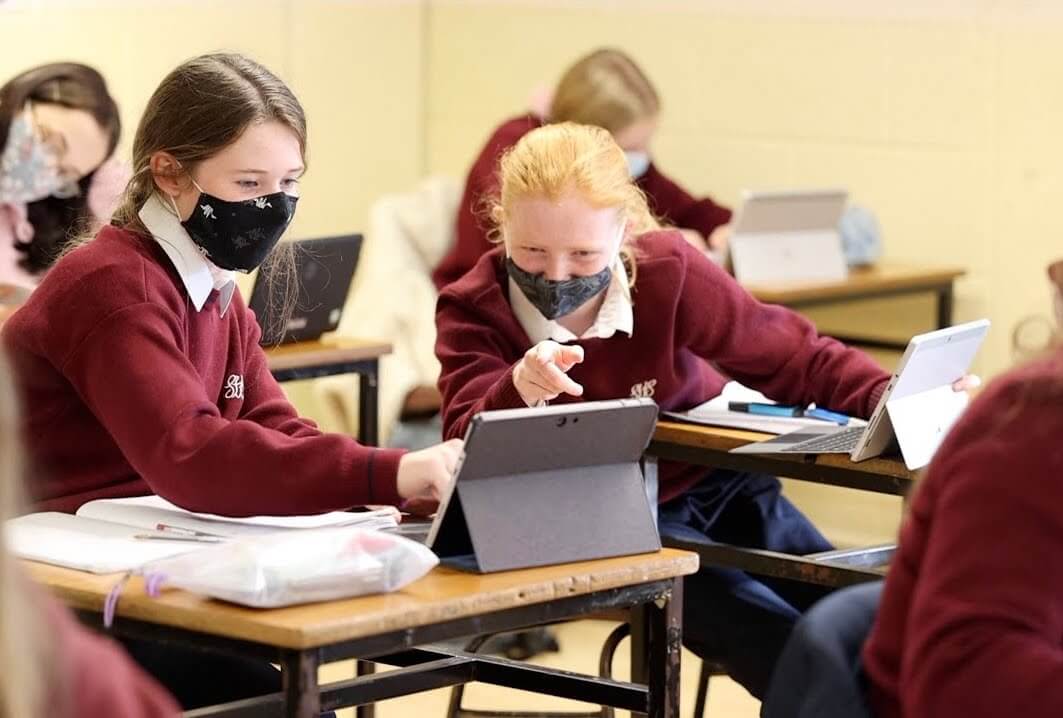 students using microsoft surface in the classroom