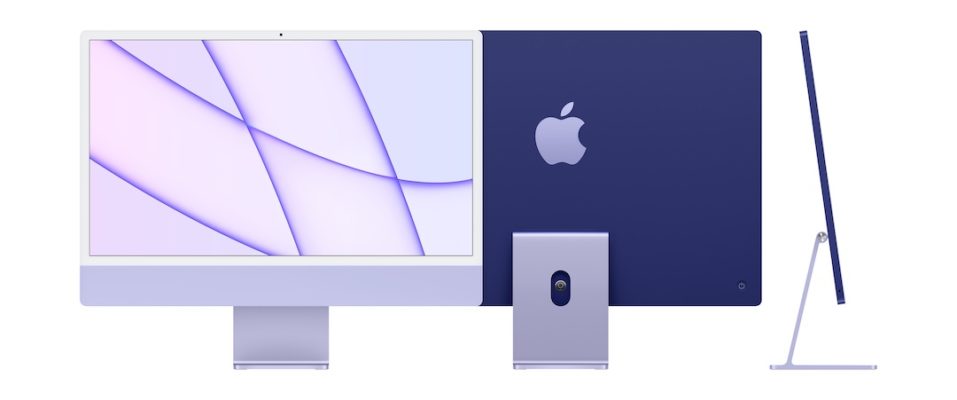 A purple Apple iMac