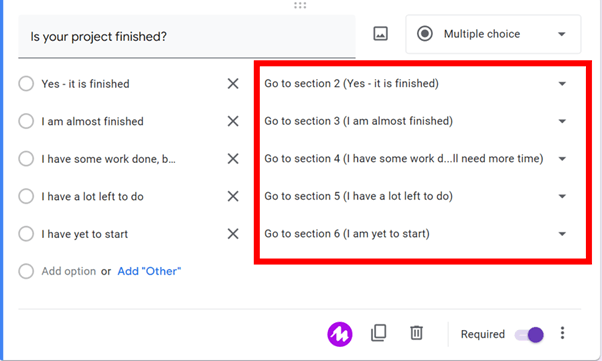 Google Forms branching