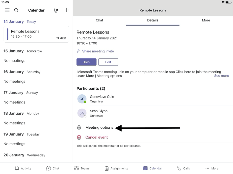 ipad teams settings