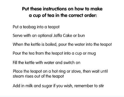 instructions for making tea